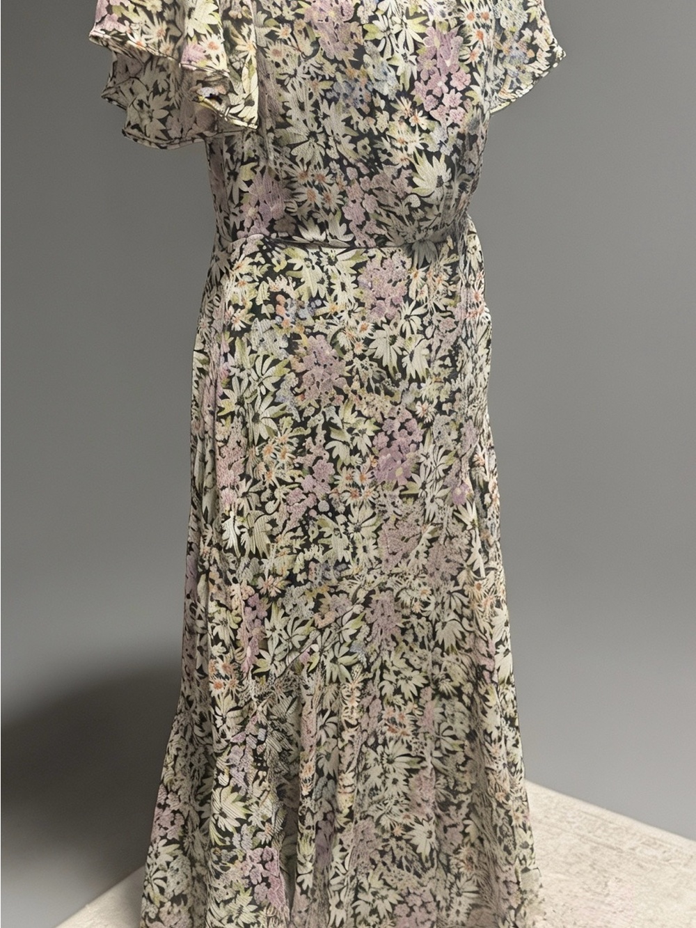 Astr Floral Maxi Dress in Pastel Green, Pink and Black